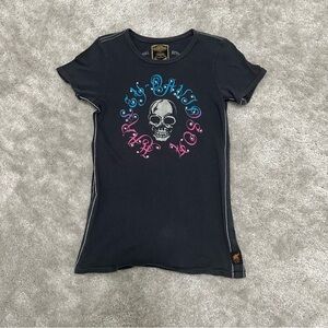 Trunk Ltd. Collab Harley-Davidson Motorcycles Skull Rhinestone Graphic Tee XS